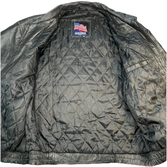 VINTAGE US ARMY LEATHER Bomber JACKET MENS Large Runs Larger See Measure Pics - Picture 7 of 10